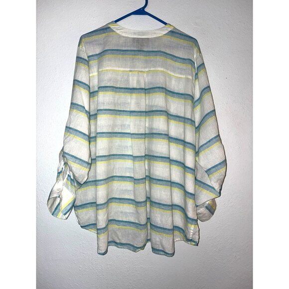 Lane Bryant Striped Linen-Blend Button-Front Tunic Top Size 22/24 - Picture 2 of 8